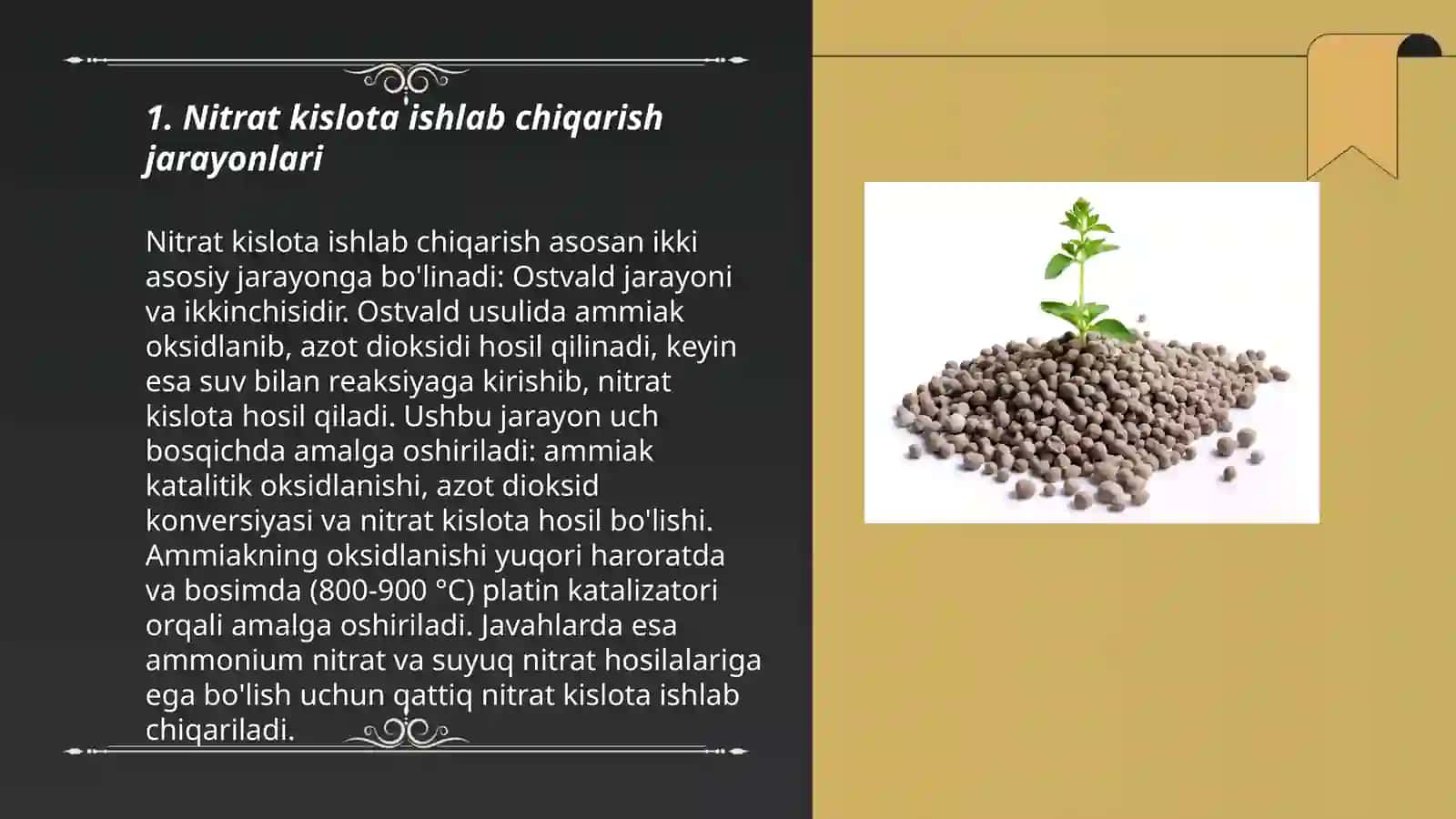 Nitrat kislota ishlab chiqarish texnalogiyasi mineral oʻgʻitlar 3