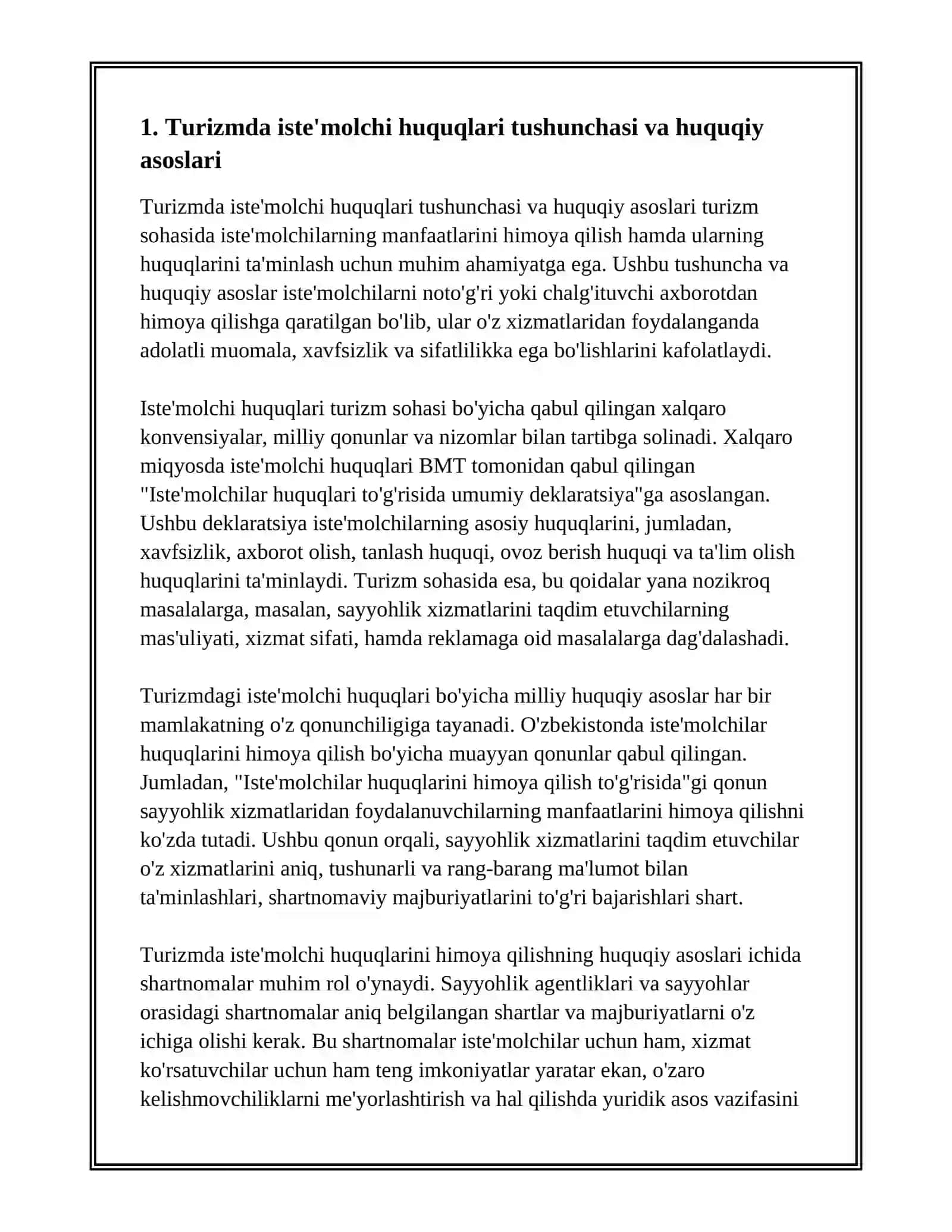 TURIZMDA ISTE'MOLCHI HUQUQLARINI HIMOYA QILISH:STANDARTLASH VA SERTIFIKATLASHNING ROLI 3