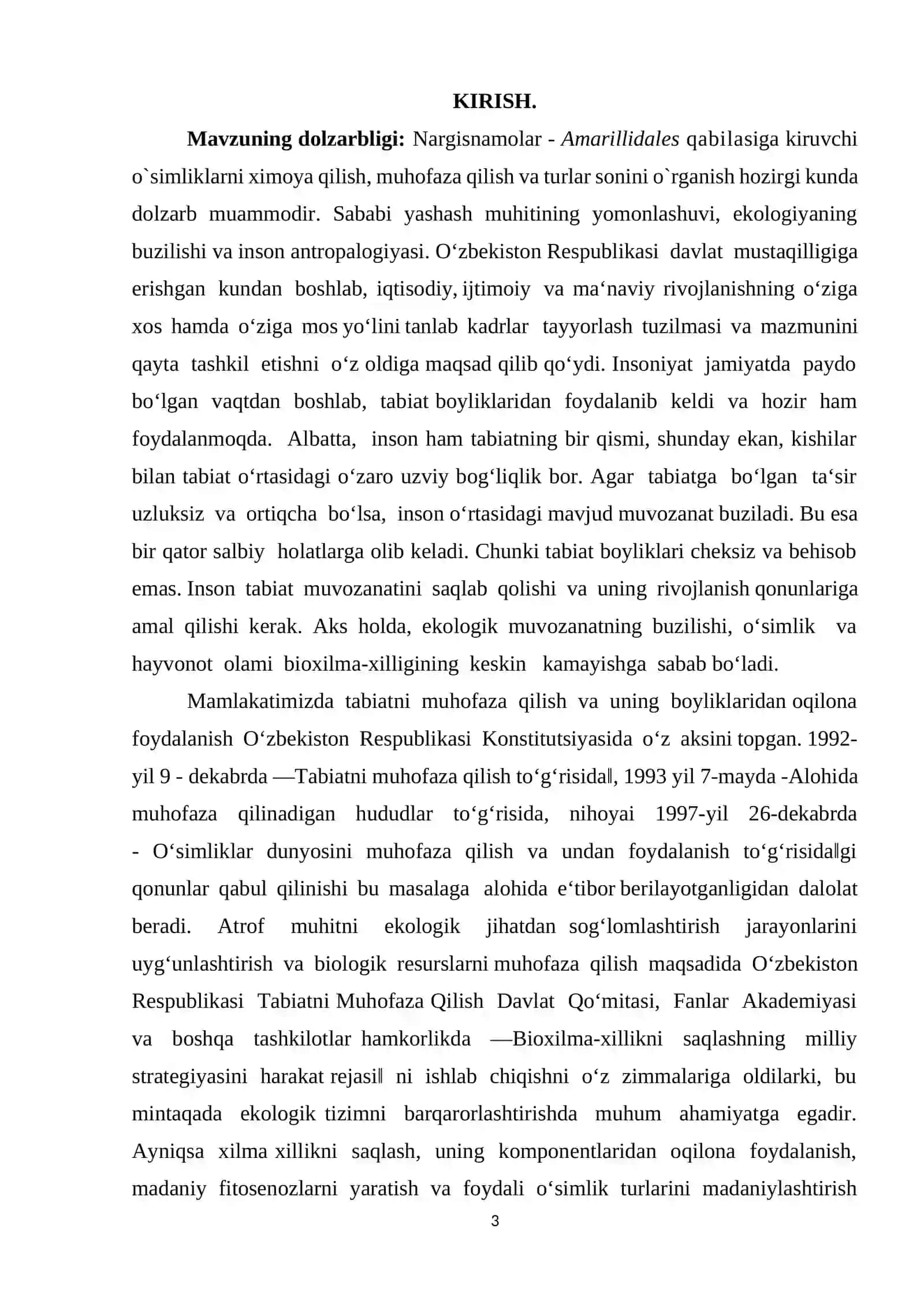 Nargisnamolar - Amarillidales qabilasi KURS ISHI 3