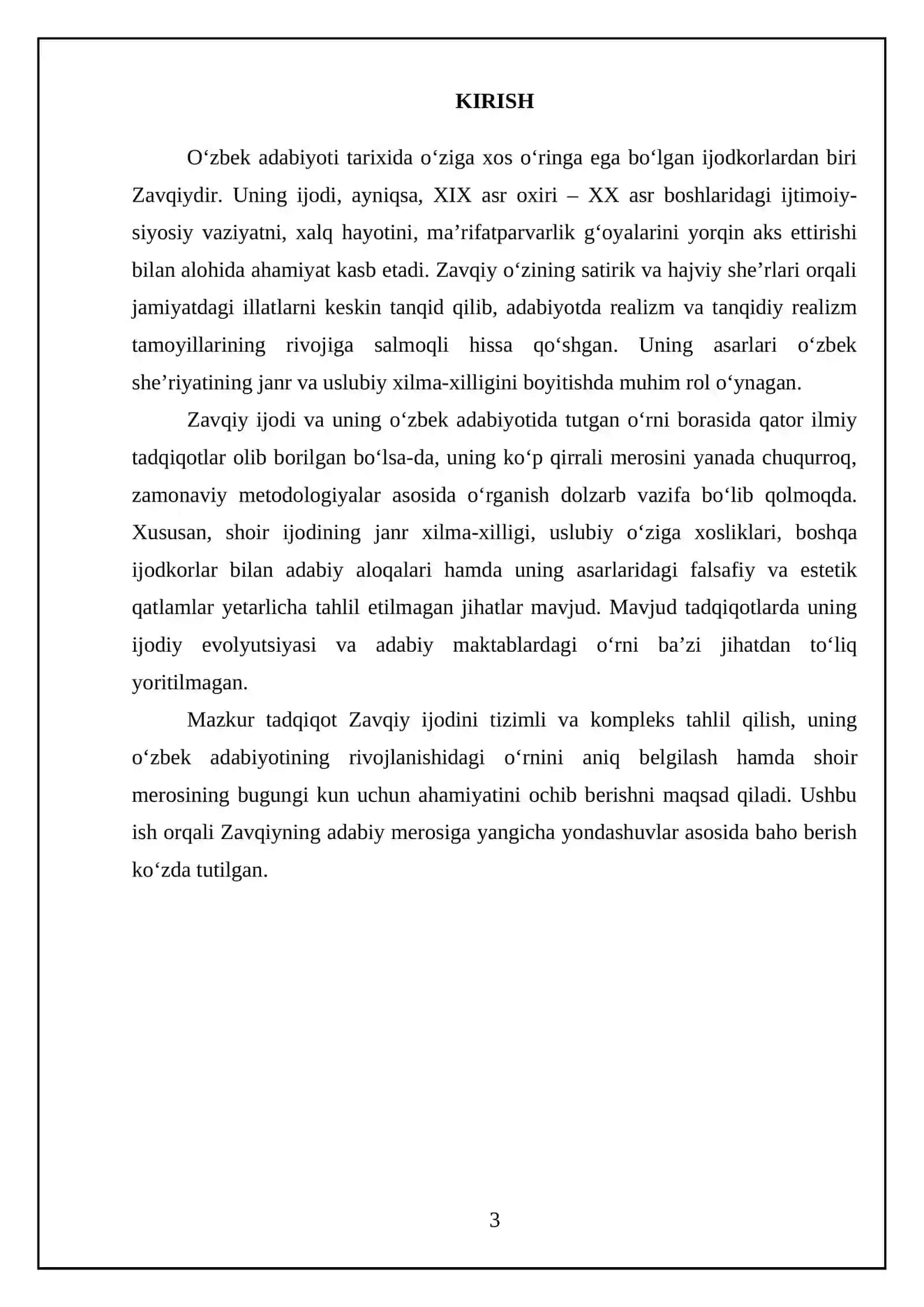 Zavqiy ijodi. Zavqiy ijodining òzbek adabiyotida tutgan òrni 3
