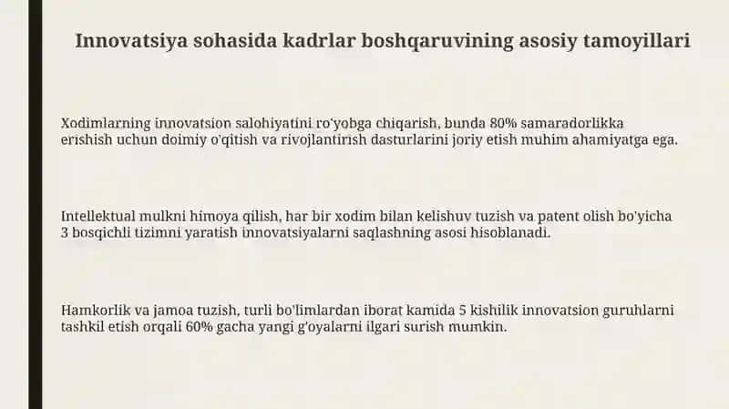 Innovatsion sohada kadrlarni boshqarish tizimi 3