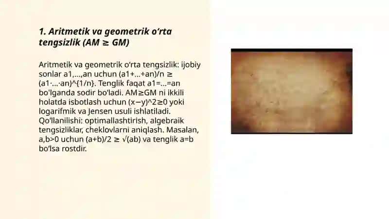 Oʻrta qiymatlar haqida qadimgi tengsizliklar 3