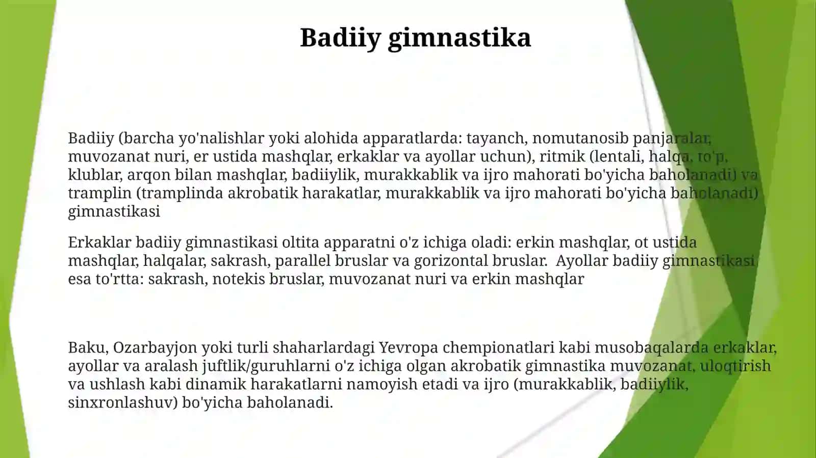Gimnastika turlari va tasnifi 3