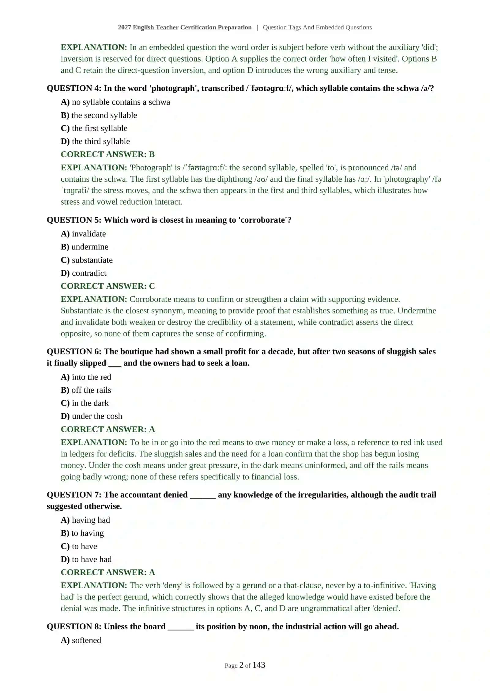 ENGLISH TEACHER CERTIFICATION PREPARATION | QUESTION TAGS AND EMBEDDED QUESTIONS 3
