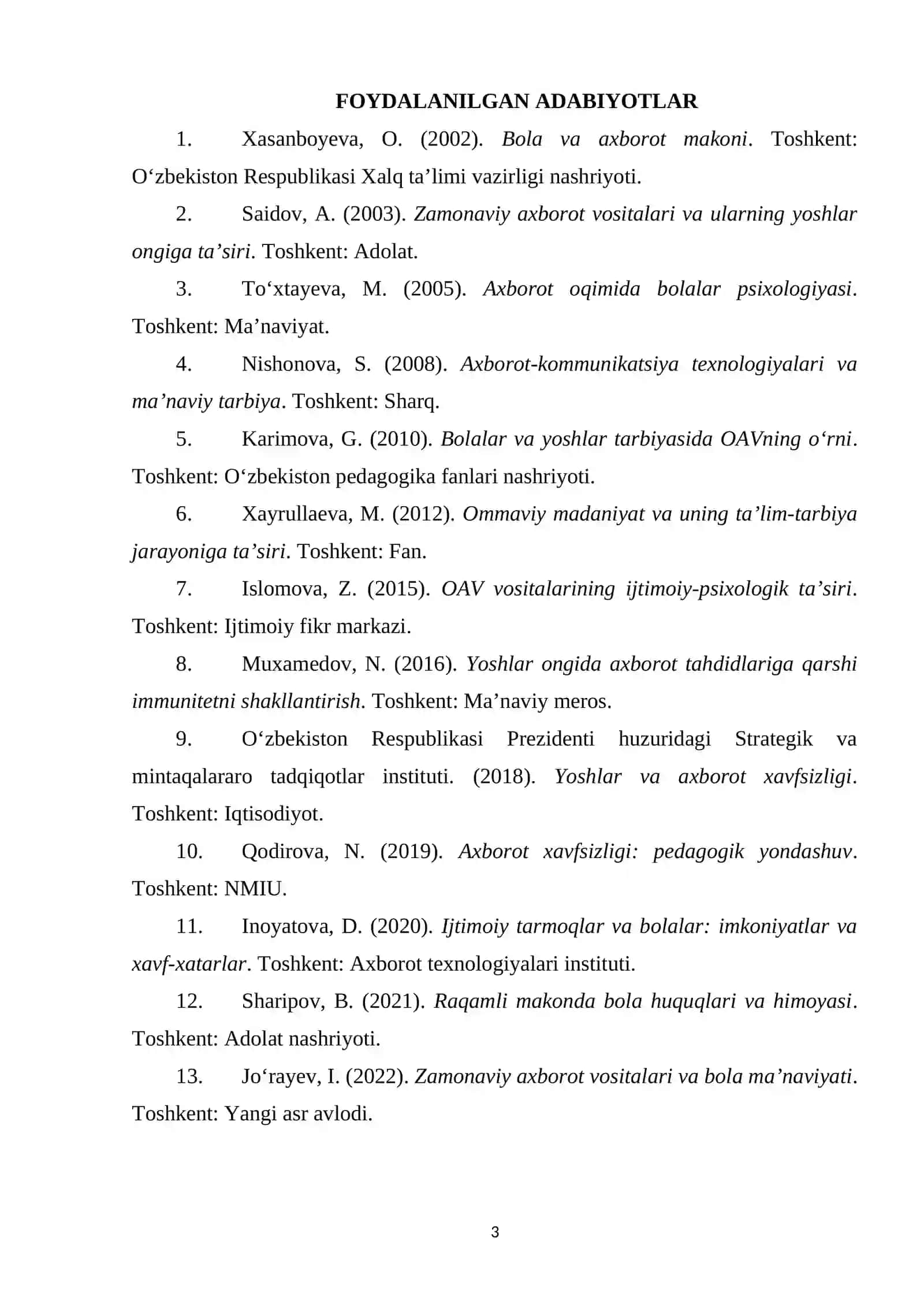 Ommaviy axborot vositalarining bola maʼnaviyatini rivojlanishiga taʼsiri 3