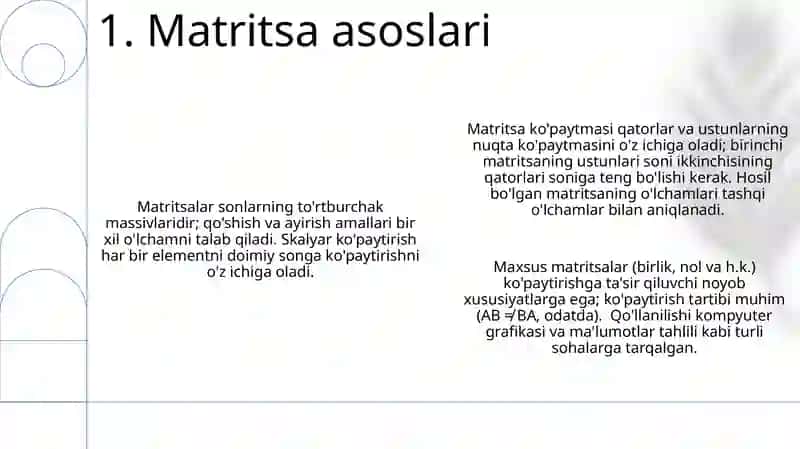 Matritsani Matritsaga koʻpaytirish 3