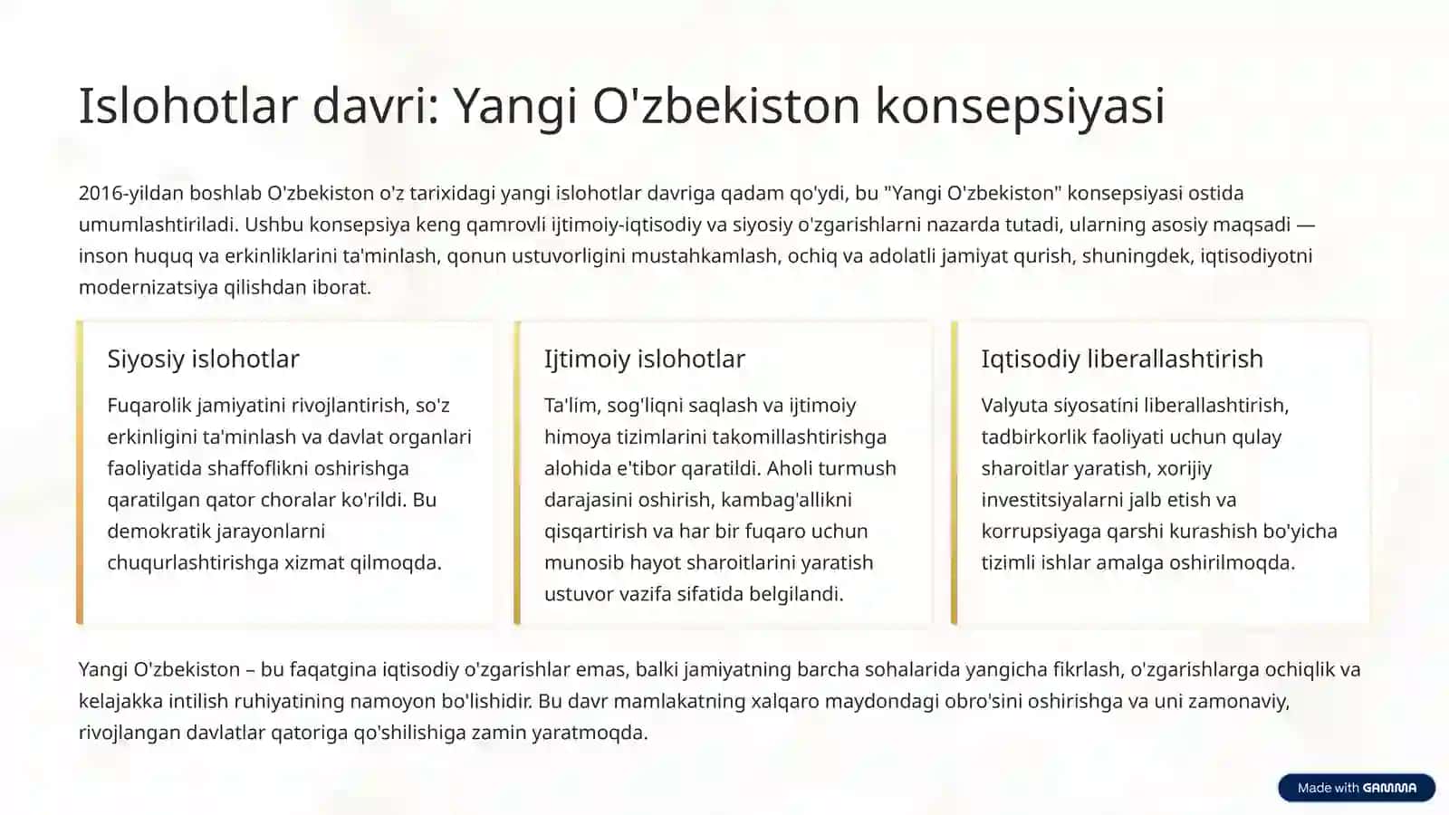 O'zbekistonning o'ziga xos istiqbollari 3