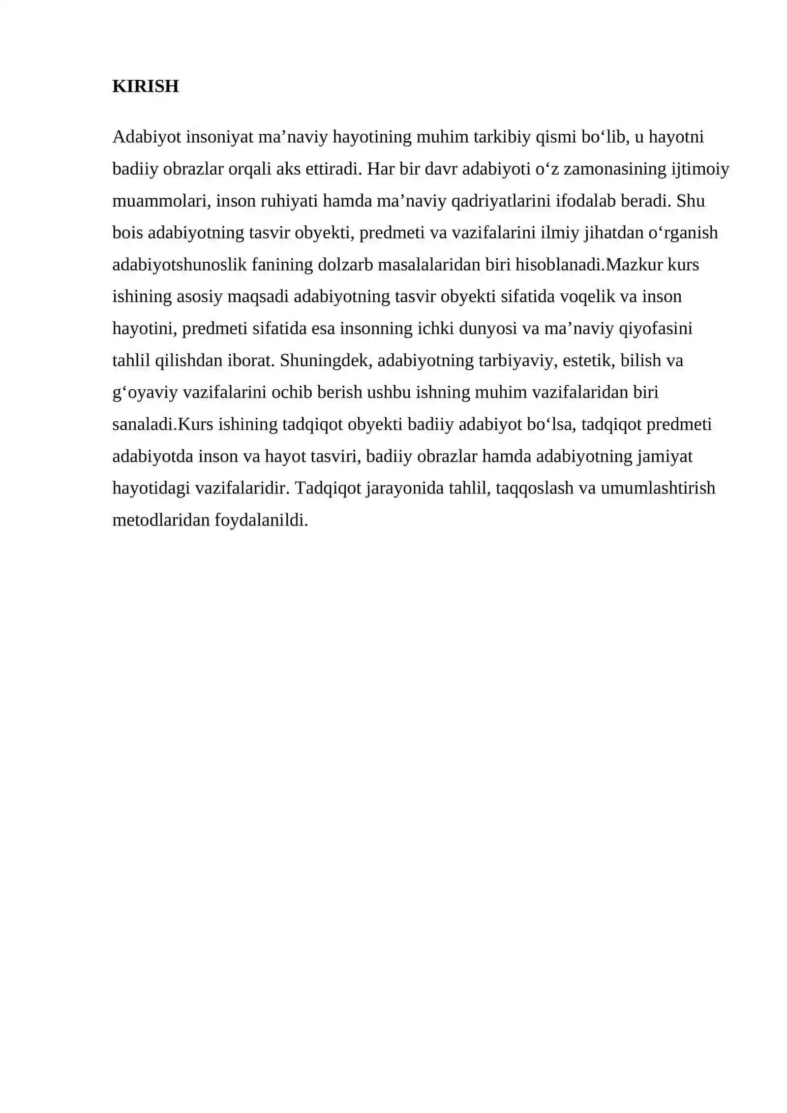 Adabiyotning tasviri obyekti, predmeti va vazifasi 3