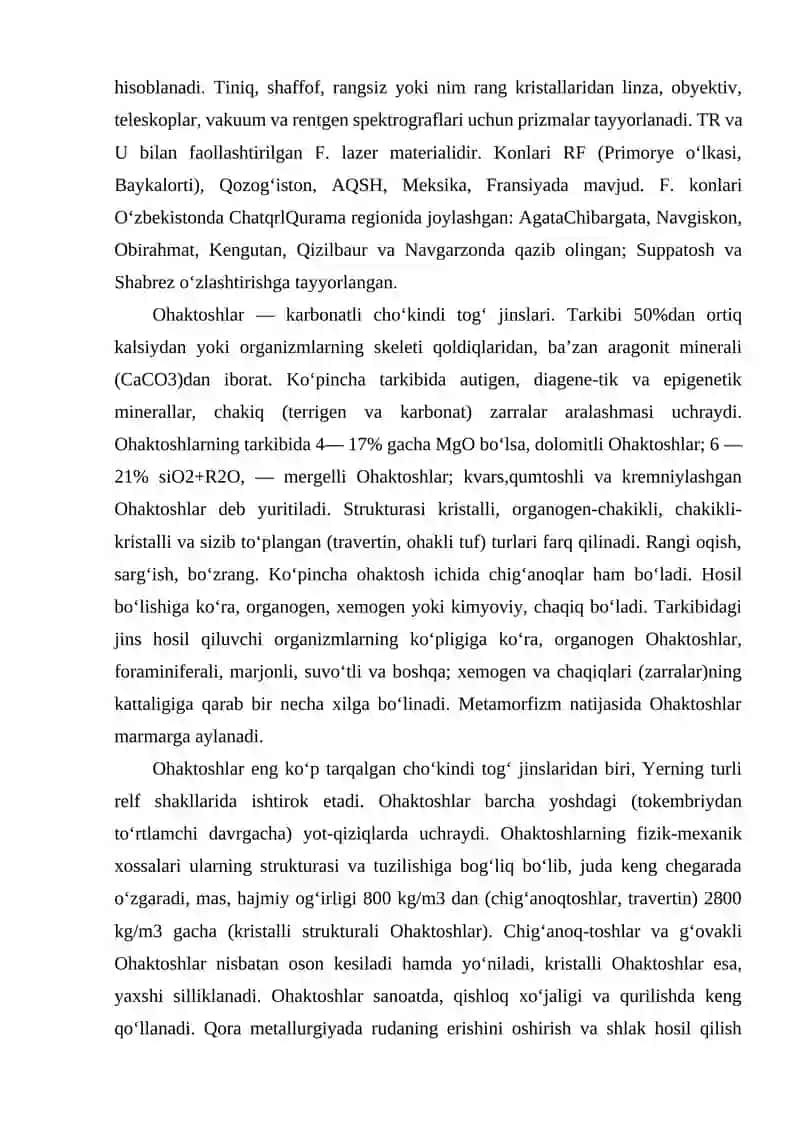 SHIXTANING NOMETALL QISMI - (FLYUSLAR, OHAK, OHAKTOSH, FLYUORID) 3