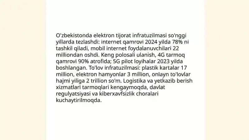 O'zbekiston Respublikasida elektron tijoratning rivojlanish holati 3
