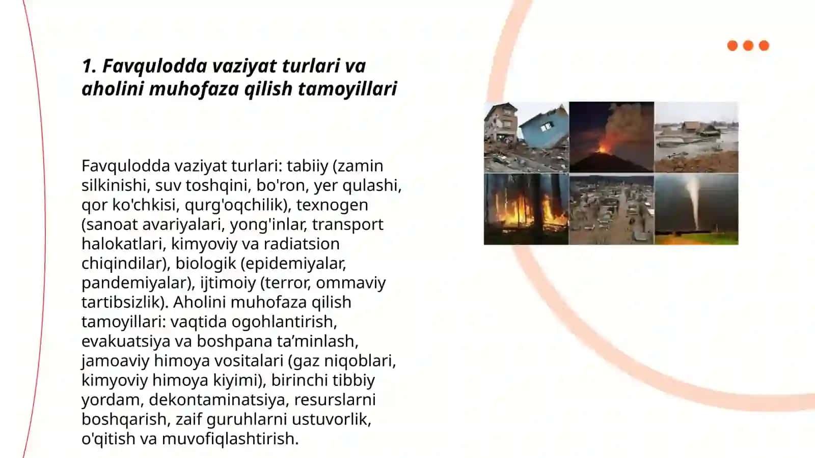 Favqulodda vaziyatlarda aholini muhofazalash. Jamoaviy himoya vositalari 3