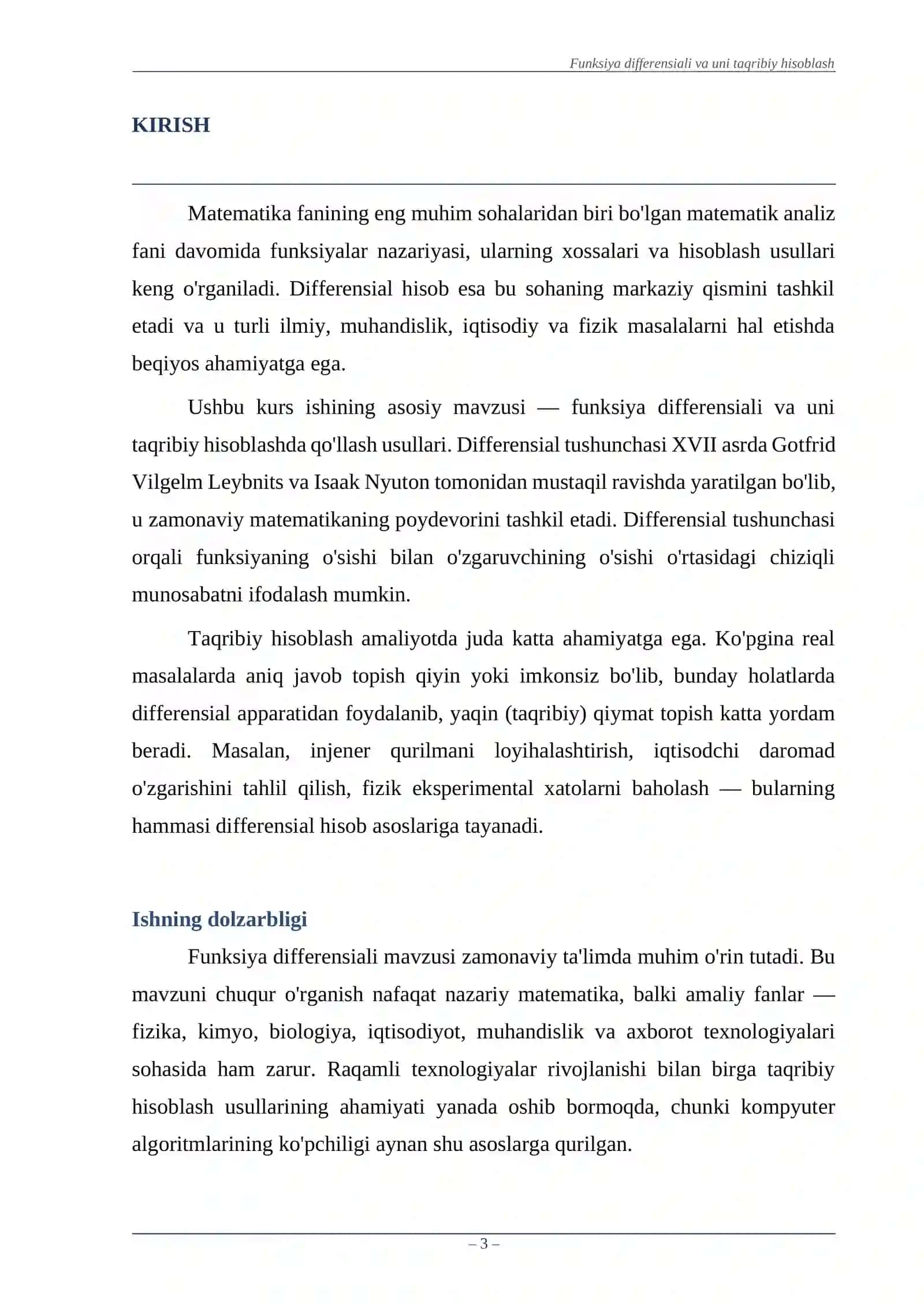Funksiya differensiali va uni taqribiy hisoblash 3