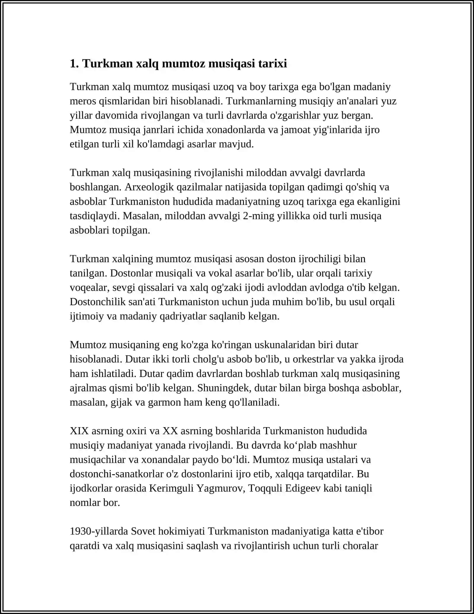 TURKMAN XALQ MUMTOZ MUSIQASI. YAPON VA XIND MUMTOZ MUSIQASI 3