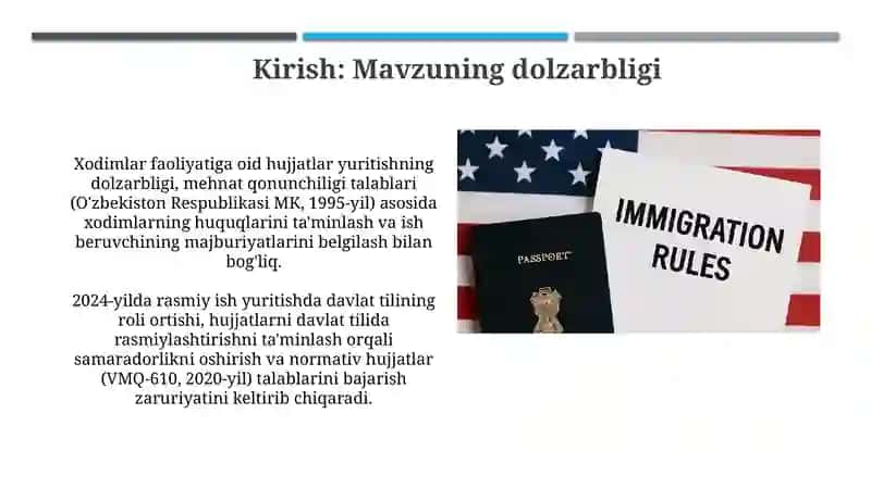 Xodimlar faoliyatiga oid hujjatlar va ularni davlat tilida rasmiylashtirish 3