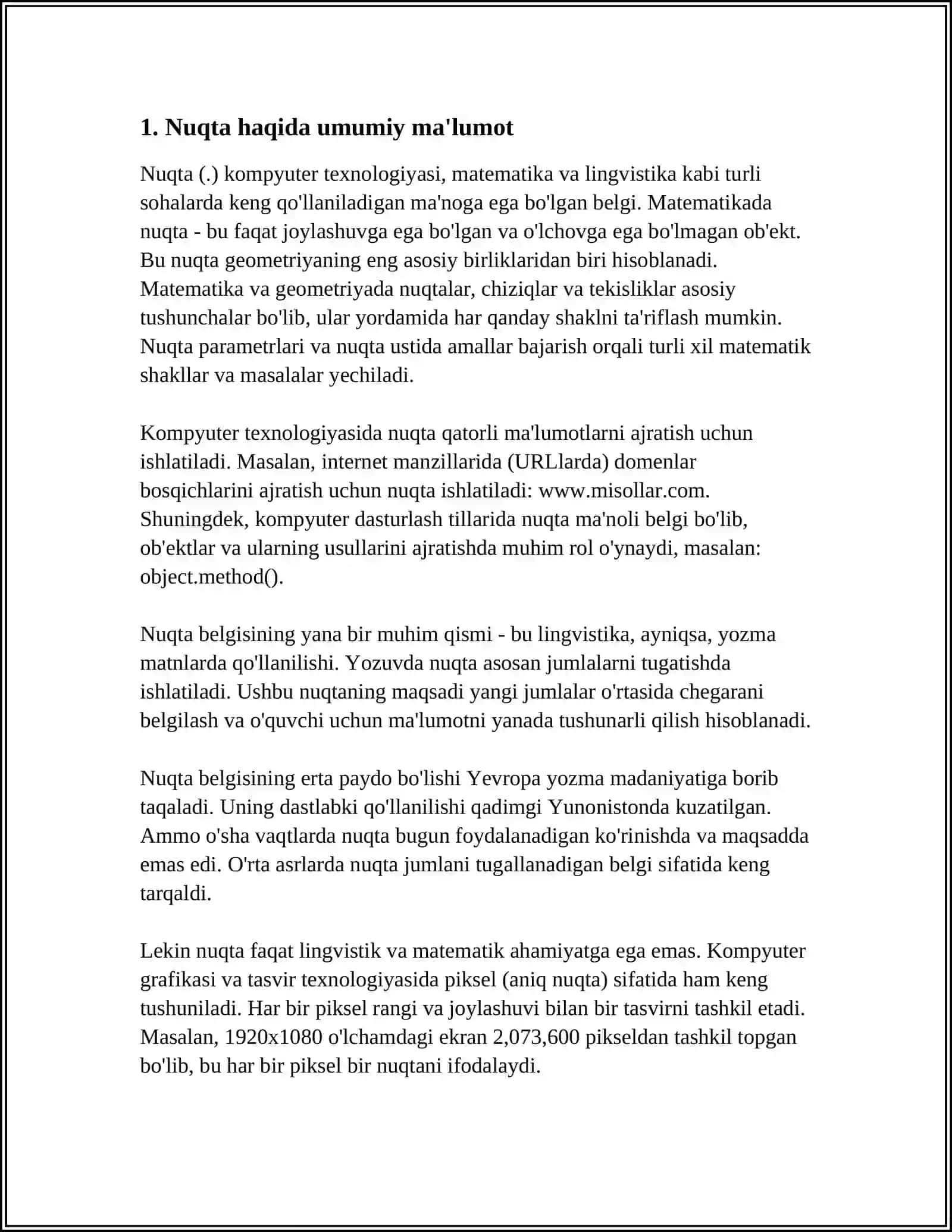NUQTA TOʻGʻRI CHIZIQ VA TEKISLIK PROYEKSIYALARI METRIK VA POZITSION MASALALAR 3