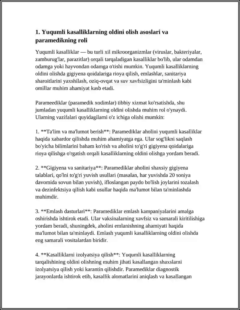 Yuqumli kasalliklarni oldini olish va unda paramedikni ro'li 3