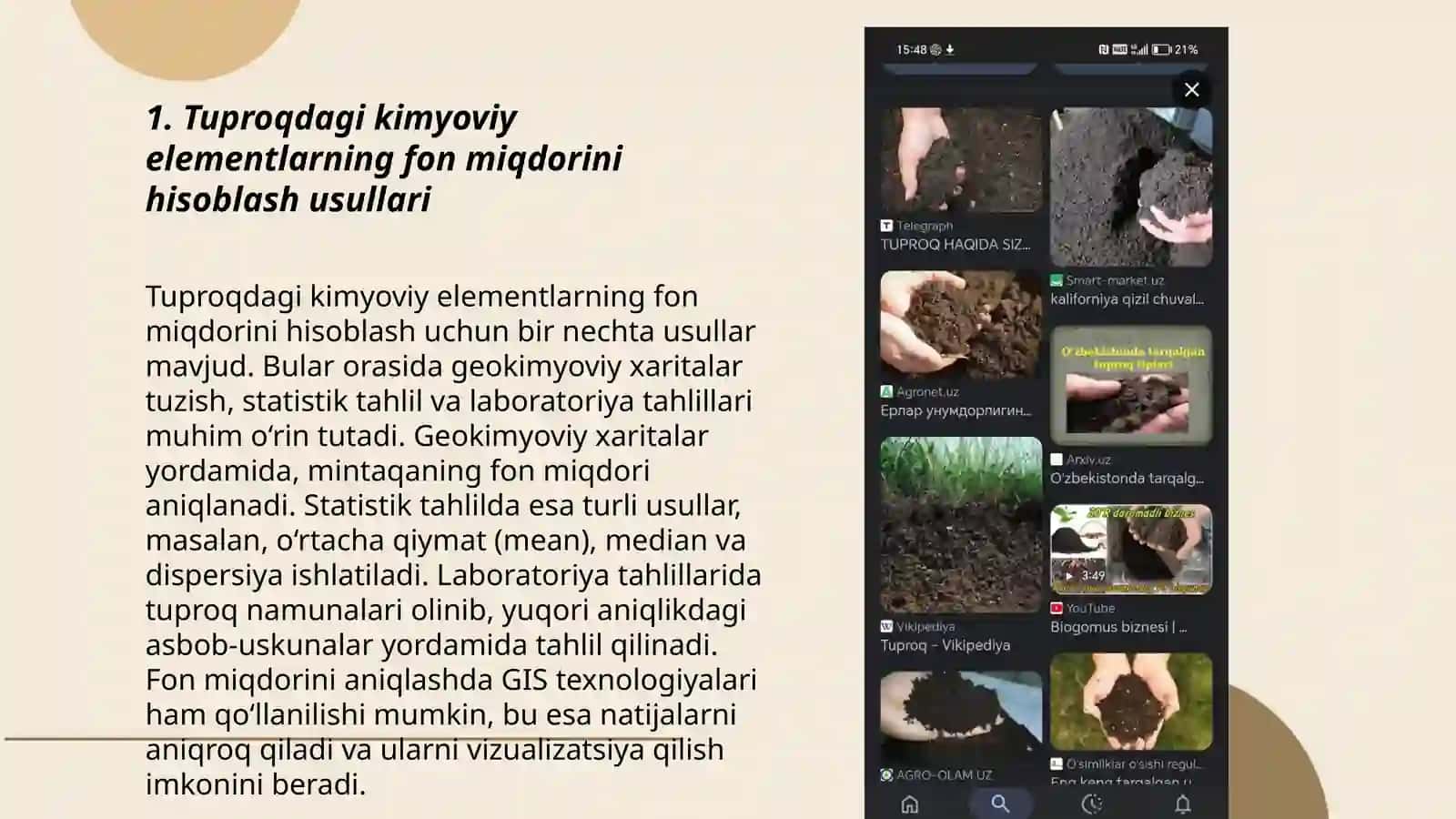 Tuproqdagi kimyoviy elementlarning fon miqdorini hisoblashga oid ilmiy maqolalar 3