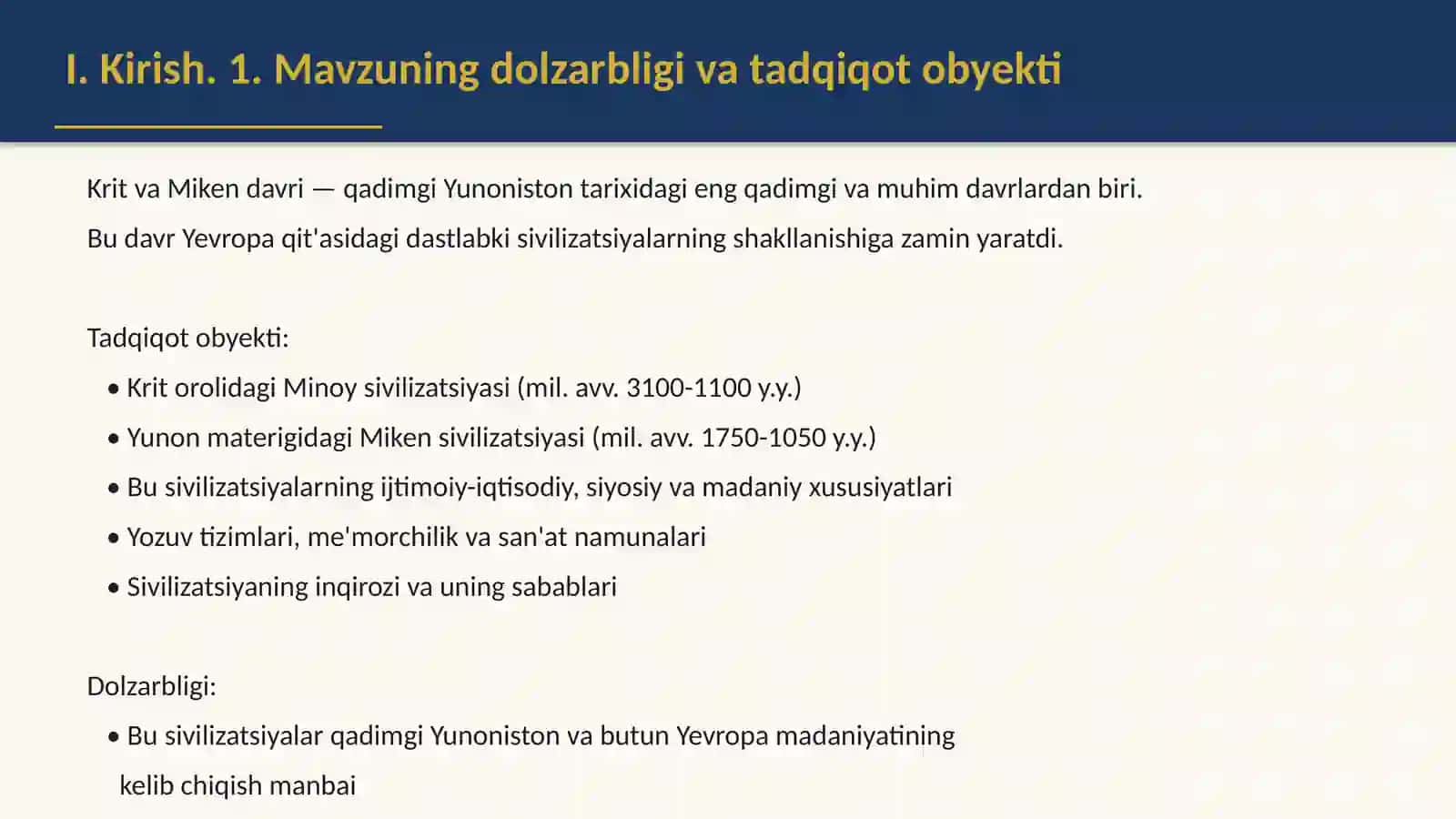 Krit va Miken davrida Qadimgi Yunoniston sivilizatsiyasining o'ziga xos xususiyatlari 3