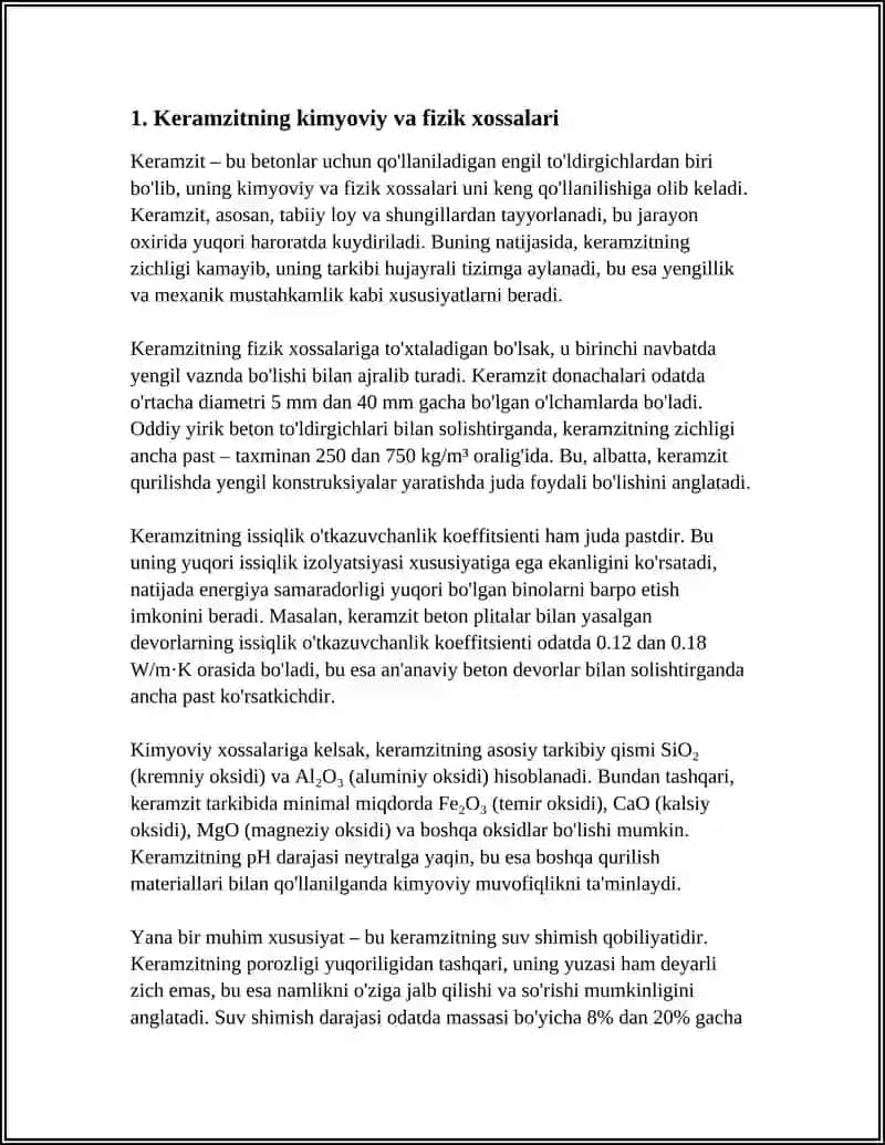 Keramzitning kimyoviy va fizik xossalari 3