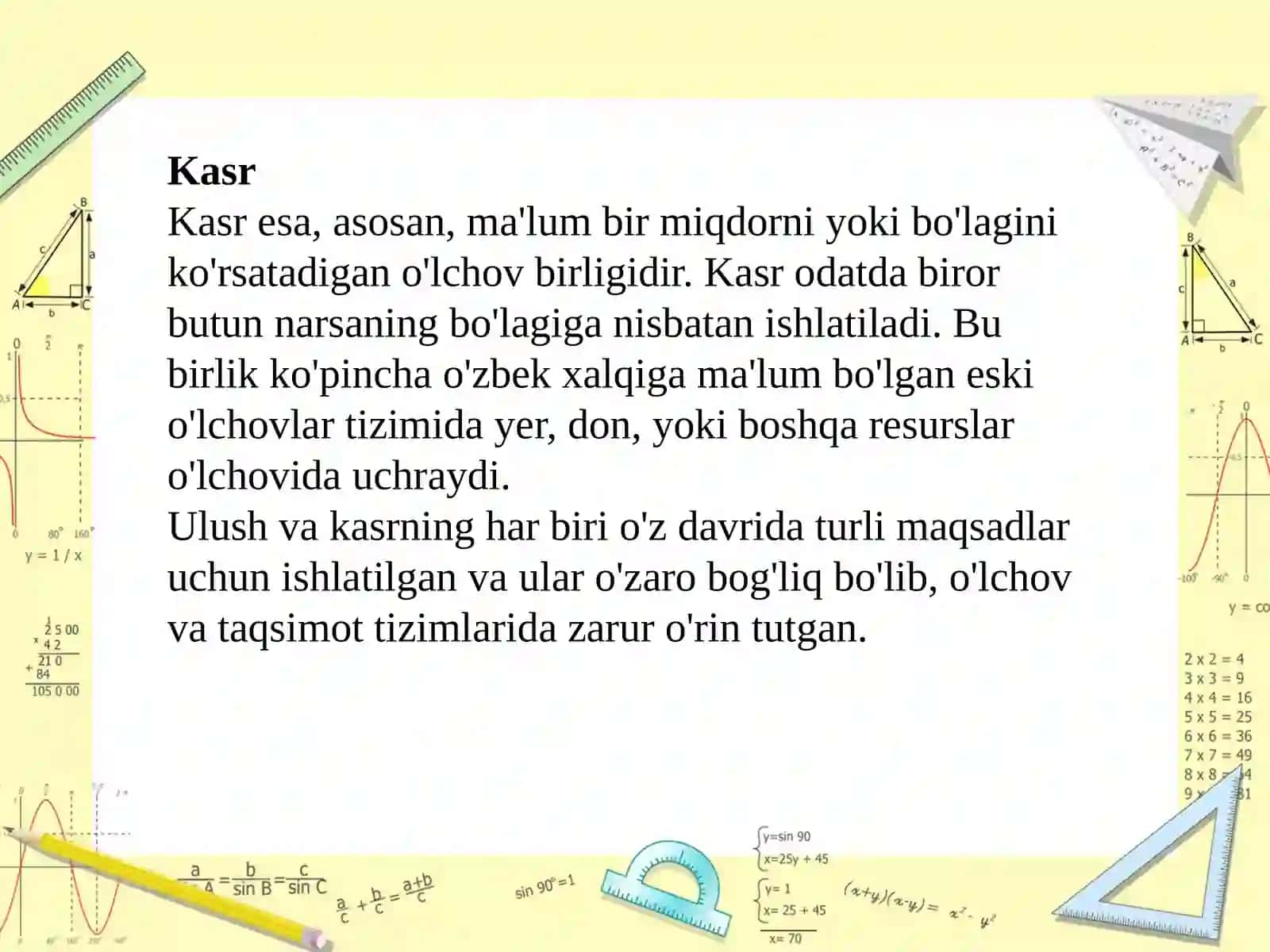 Algebra element o‘rgatish metodikasi. Ulush va kasr. O‘nli kasr 3