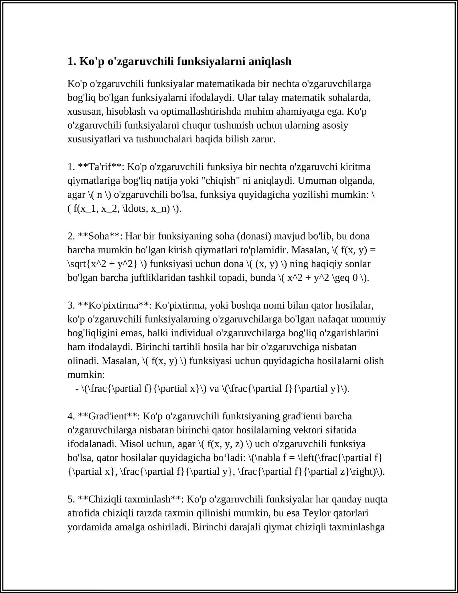 KO'P O'ZGARUVCHI FUNKTSIYANING EKSTIRIMUMI 3