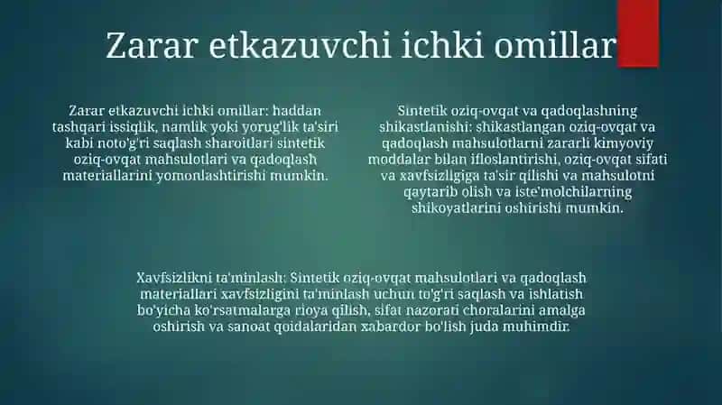 Sintetik Oziq Ovqat Mahsulotlari Va Qadoqlash-O'Rash Materiallari Zarari 3