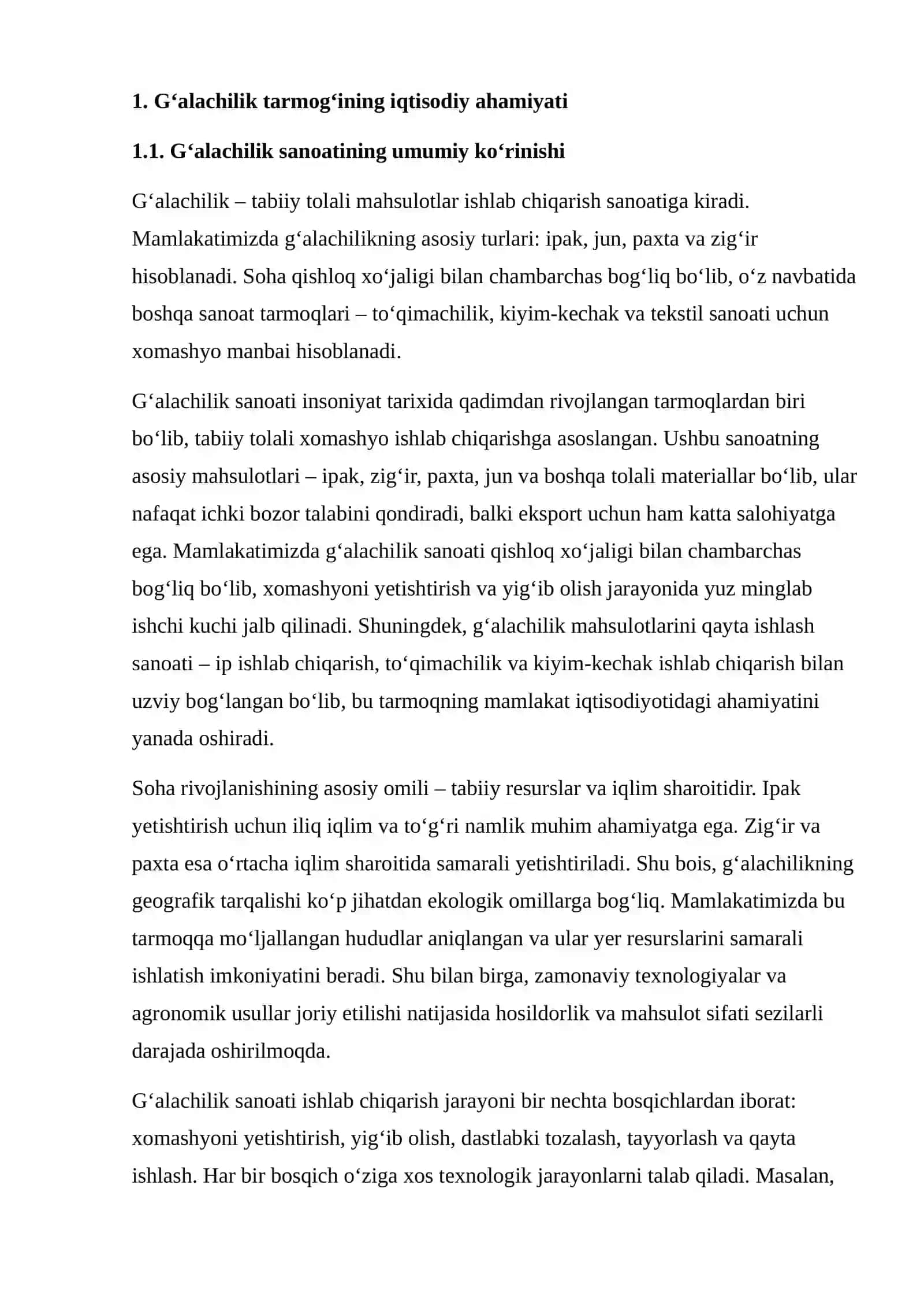 G‘ALACHILIK TARMOG‘INING IQTISODIY TAHLILI 3