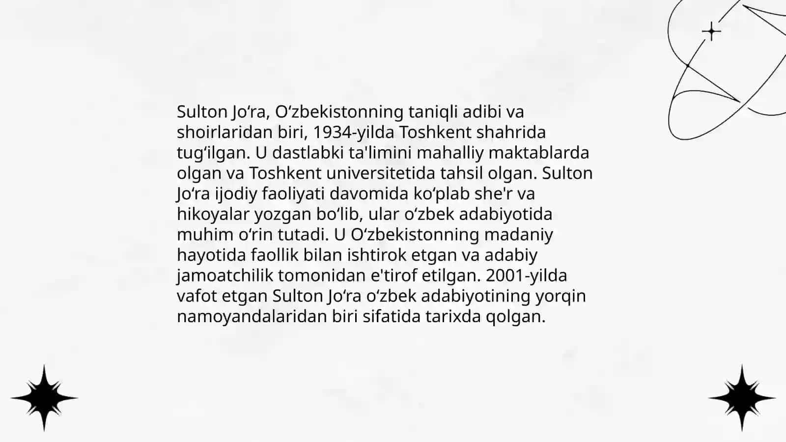 Sulton Jora hayoti va ijodi 3
