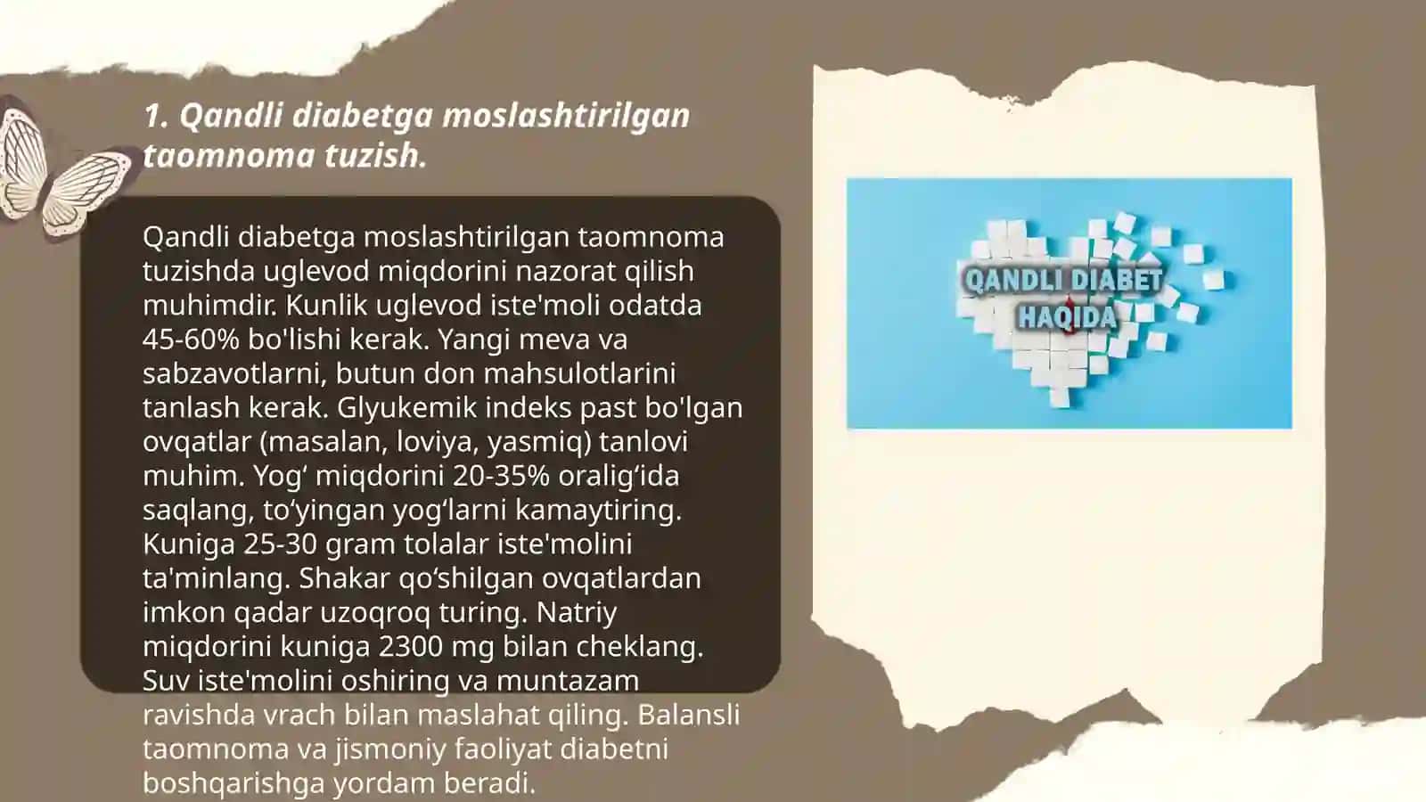 Qandli diabetga moslashtirilgan taomnoma tuzish 3