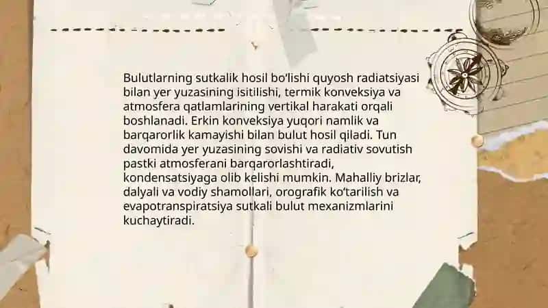 Bulutlar sutkalik va yillik òzgarishi 3
