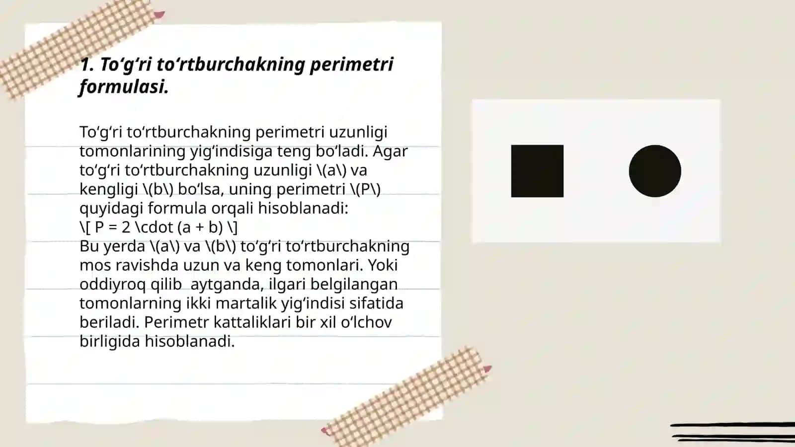 Toʻgʻri toʻrtburchak va kvadrat 3