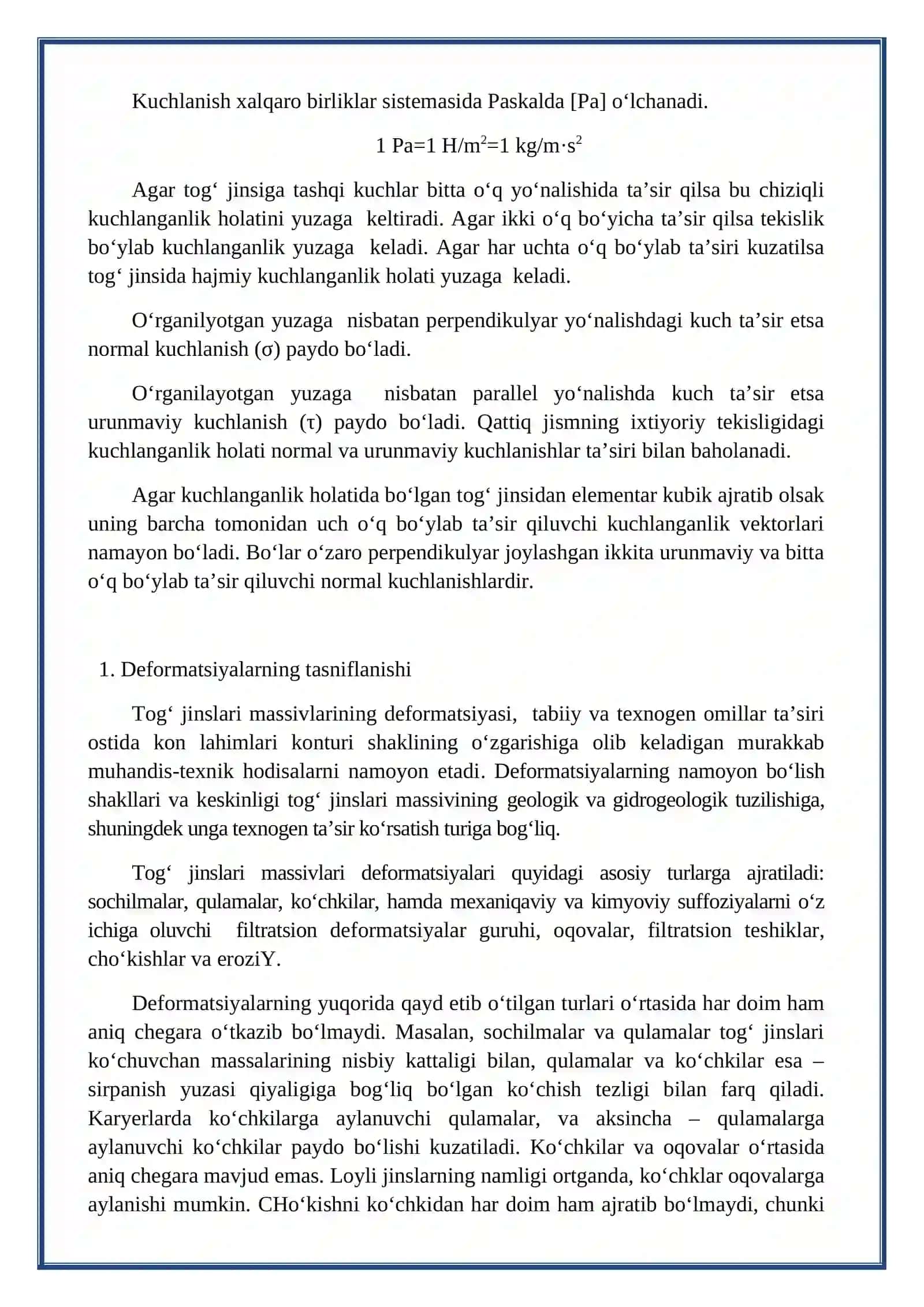Respublika karerlarida sodir bo’luvchi deformatsiya jarayonlarini tahlil qilish 3