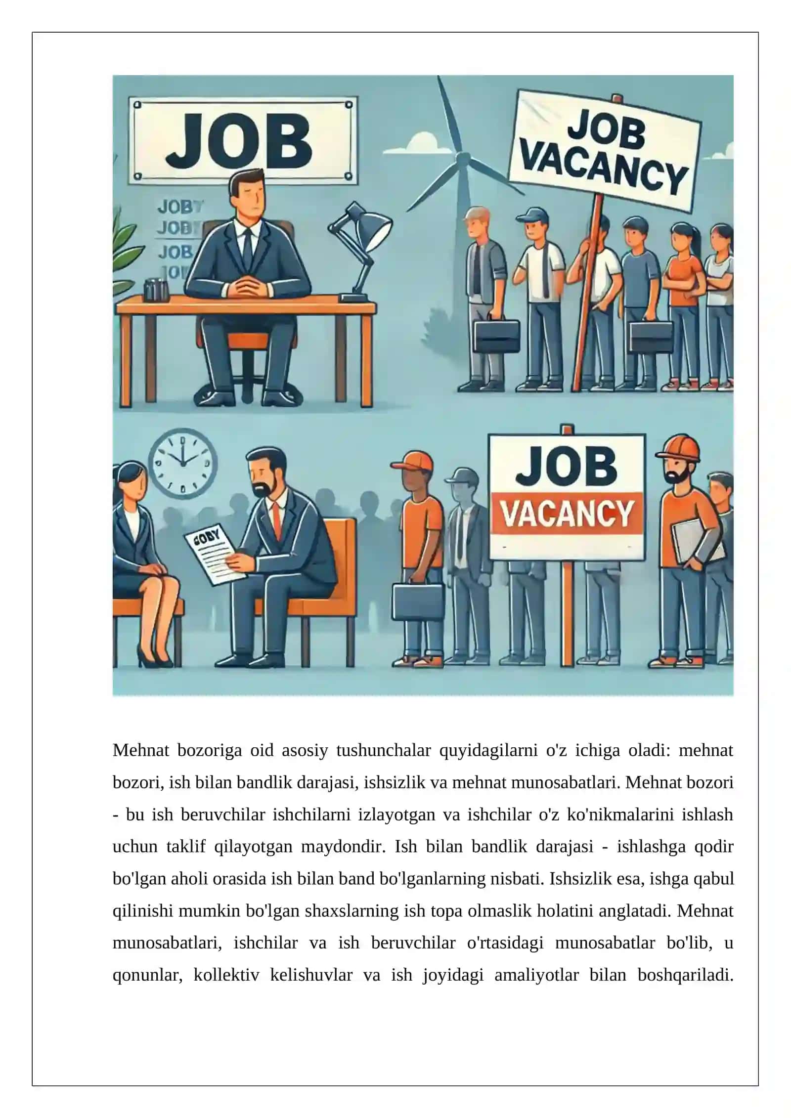 ISH BILAN BANDLIK VA MEHNAT BOZORIDAGI MUOMOLAR 3