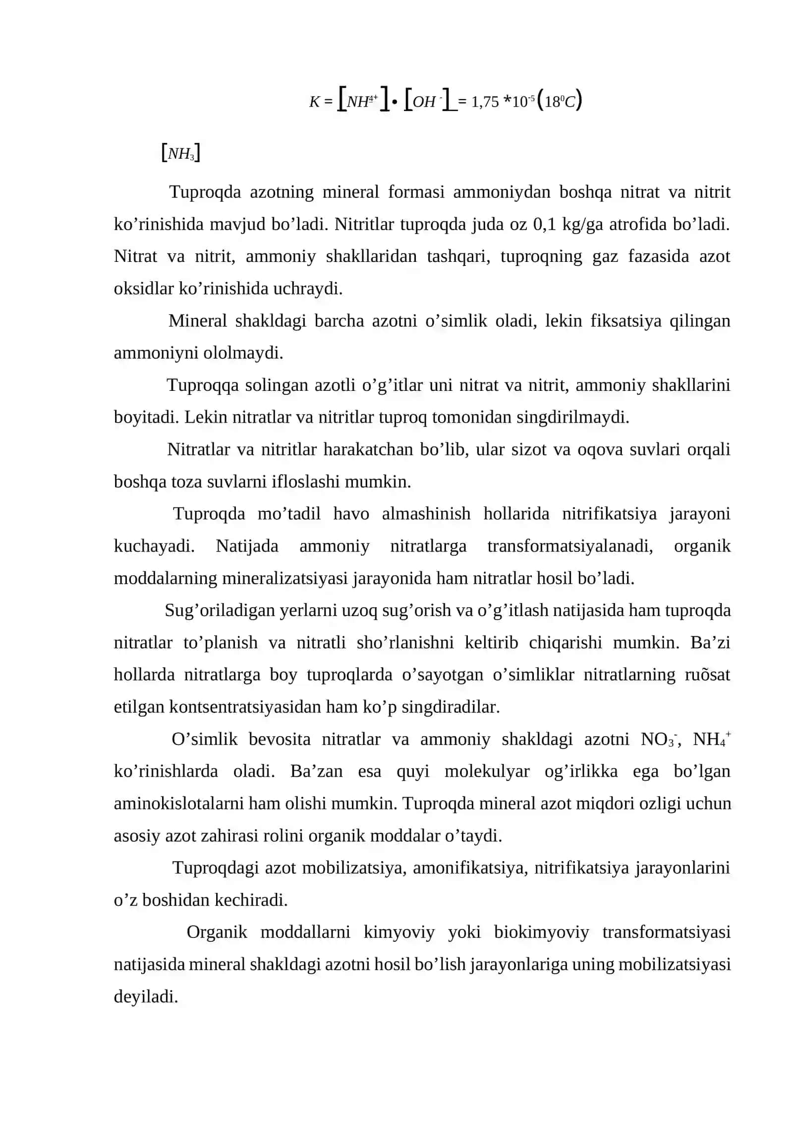 Tuproq oziqa elementlari. Tuproqda azot 3