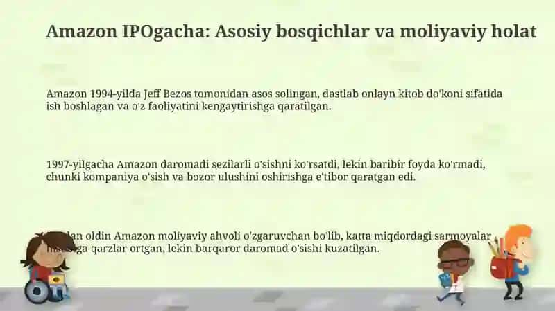 Amazon kompaniyasi (Ipo)dan foydalangandan keyingi va oldingi holati 3