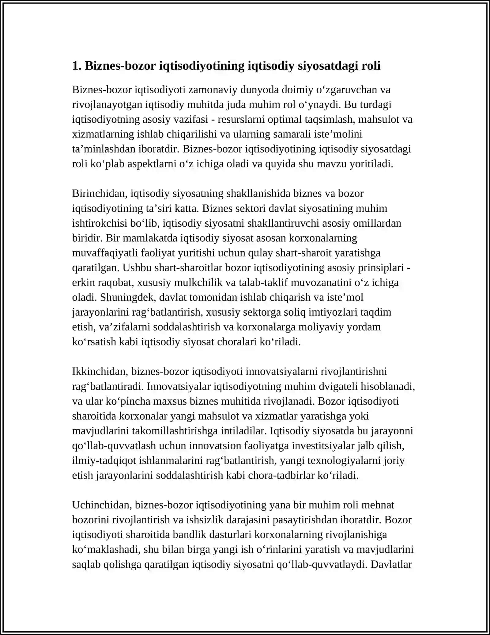 BIZNES - BOZOR IQTISODIYOTINING USTIVOR SOHASI 3