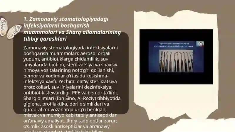 Zamonaviy stomatologiyadagi infeksiyalarni boshqarish muammolari va Sharq allomalarining tibbiy qarashlari 3