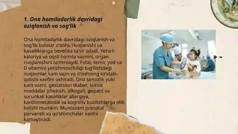 Ona homiladorlik davridagi oziqlanish va sogʻlik 3