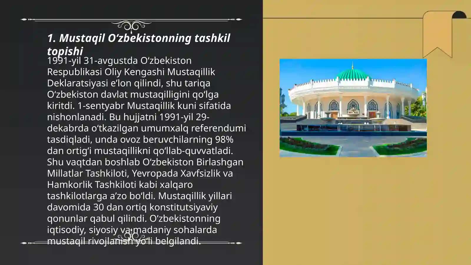 Mustaqil Oʻzbekiston Respublikasining tashkil topishi va uning tarixiy ahamiyati 3