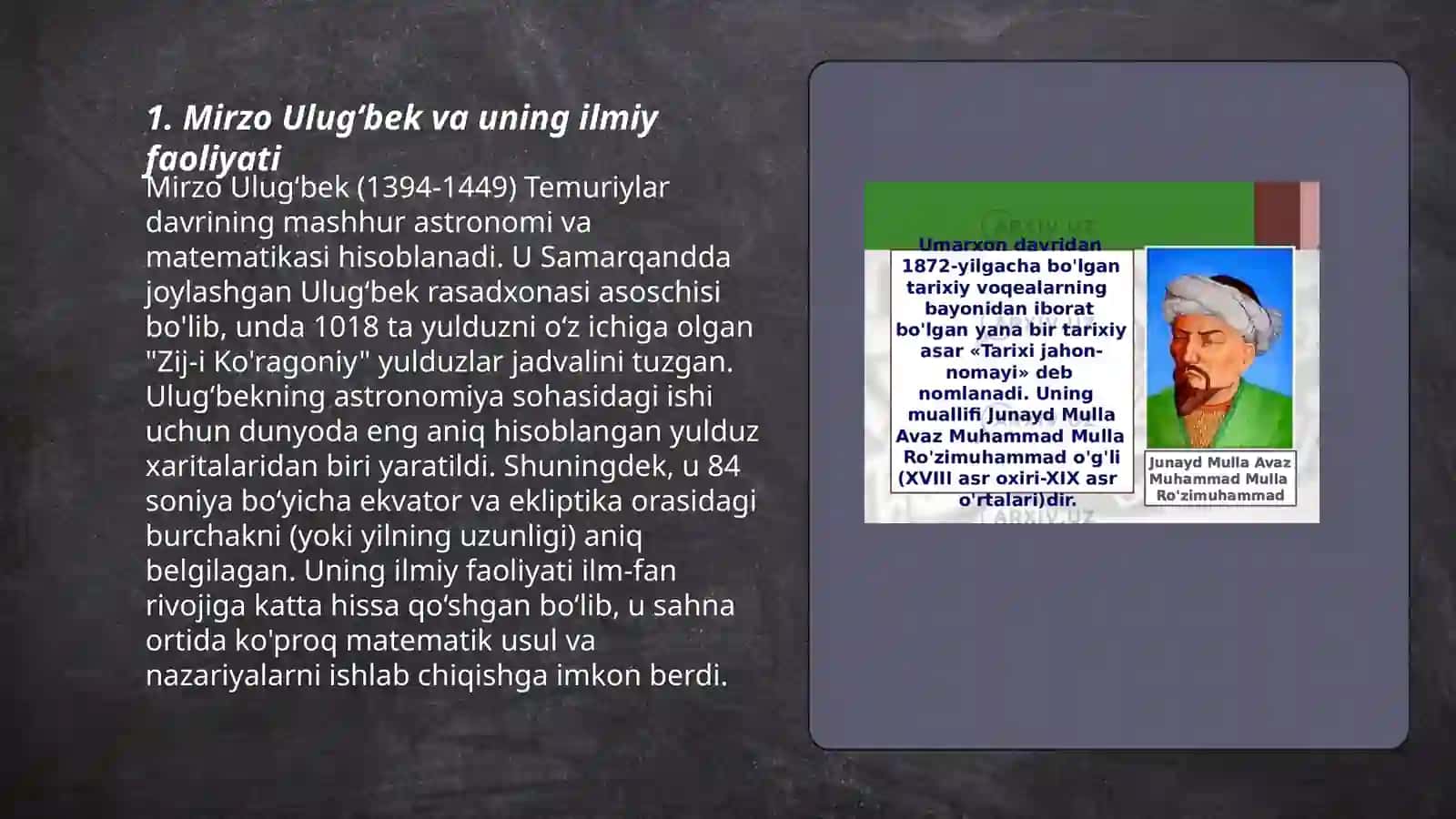 Mirzo Ulugʻbekning pedogogik gʻoyalari va ma'rifatparvarlik faoliyati 3
