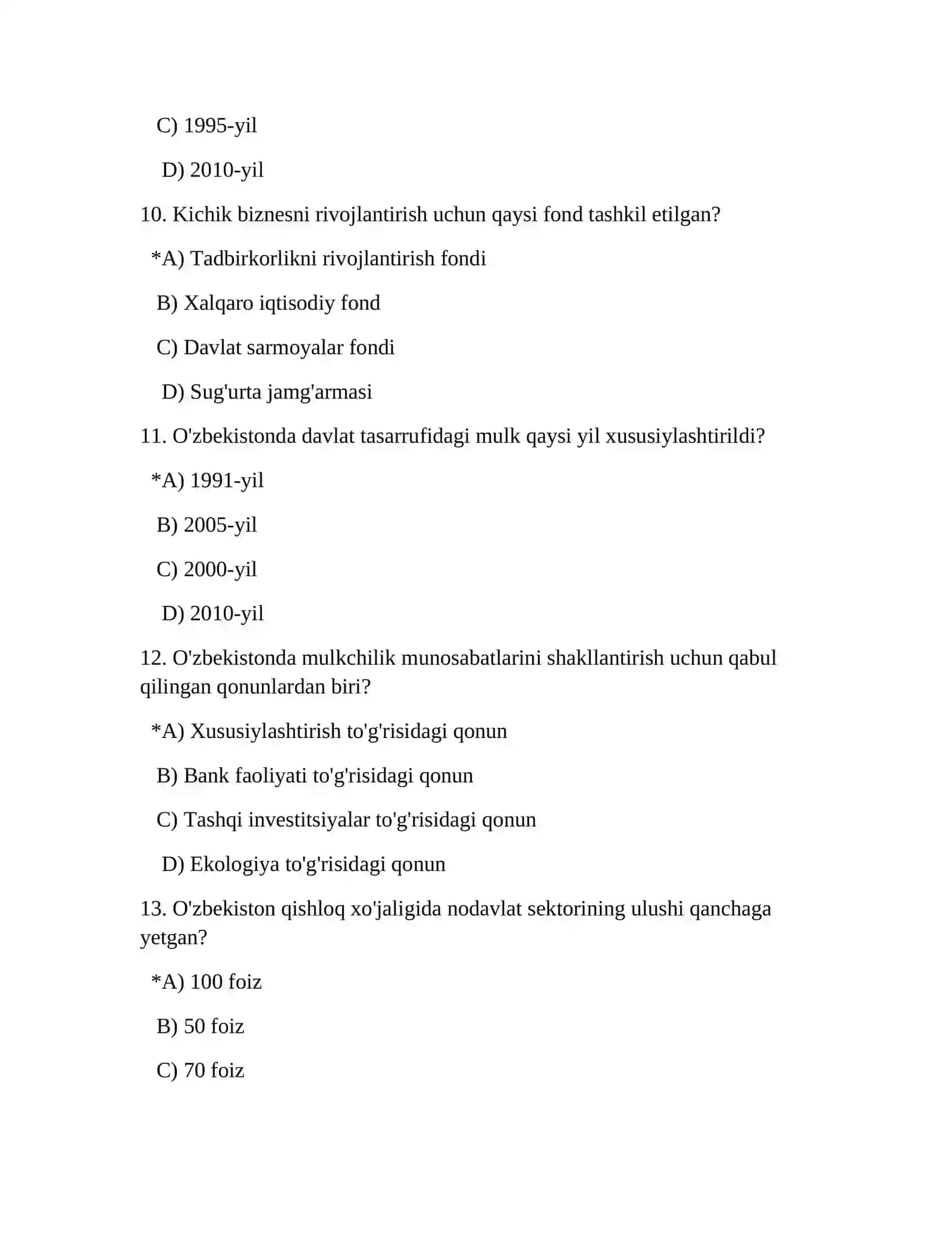 5-Mavzu. Iqtisodiy islohotlar, xususiy mulkning shakllanishi. O'zbekistonda bozor munosabatlarining rivojlanishi 3