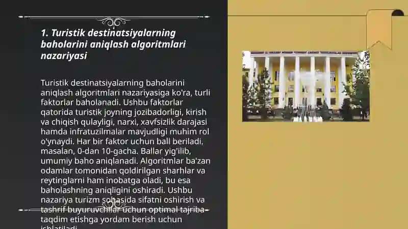 Turistik destinatsiyalarning baholarini aniqlash algoritmlari 3