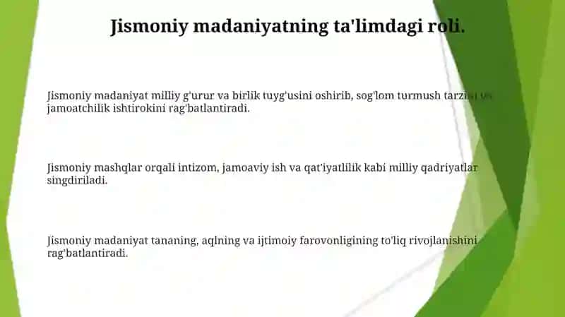 Jismoniy madaniyatning milliy qadriyatlari va ularning o'rni 3