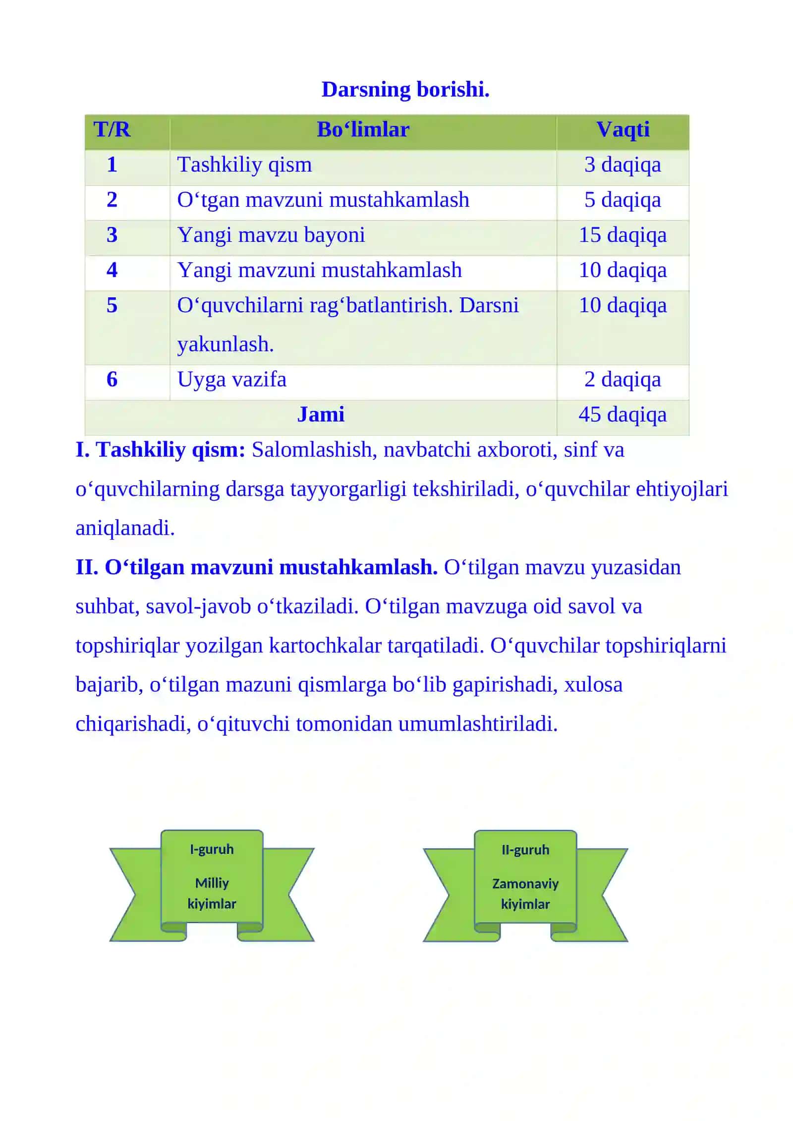 3-sinf Tarbiya fanidan Sinfdagi muhit 2-chorak uchun dars ishlanma 3