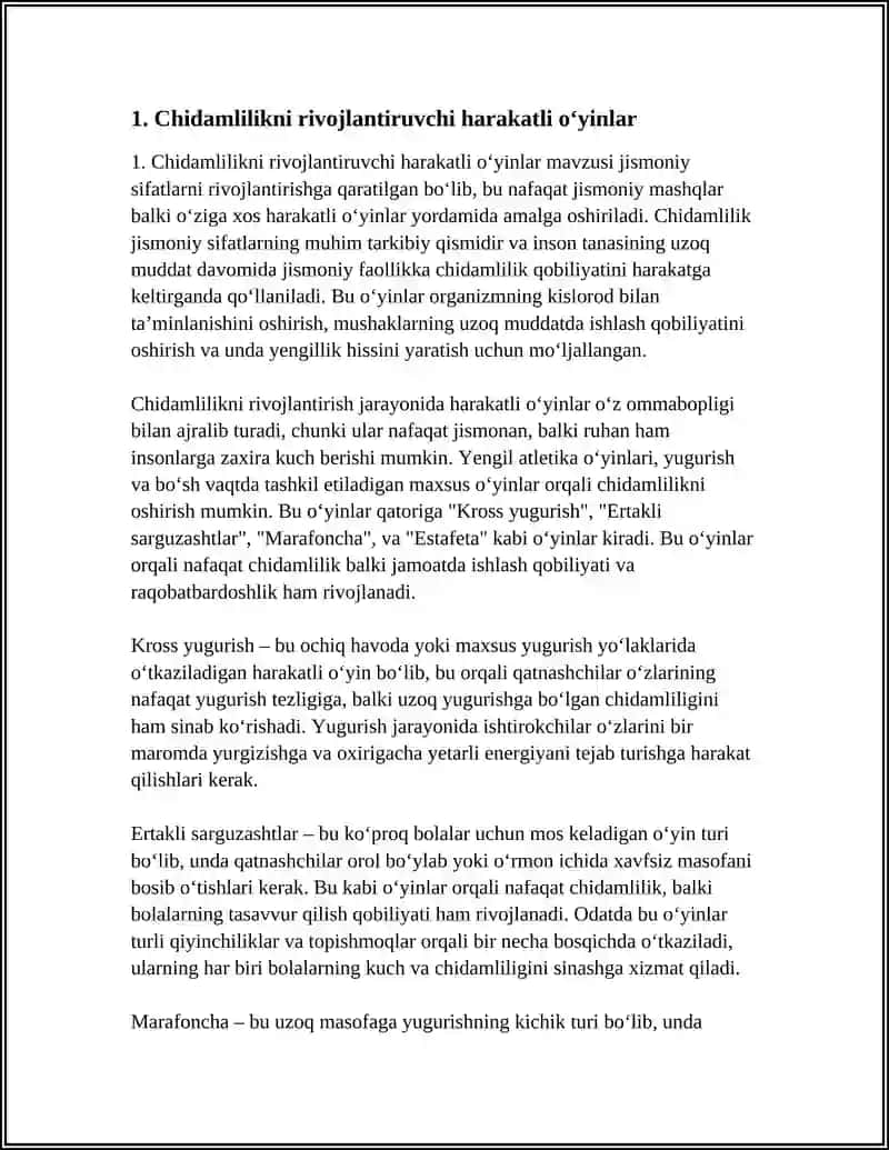 Chidamlilikni rivojlantiruvchi harakatli oʻyinlar 3