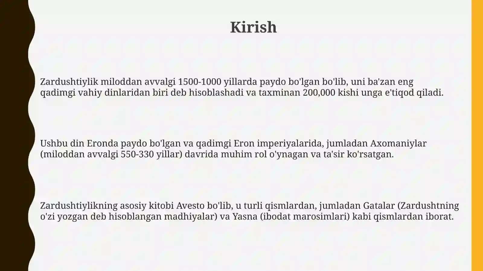 Milliy dinlar. Zardushtiylik 3