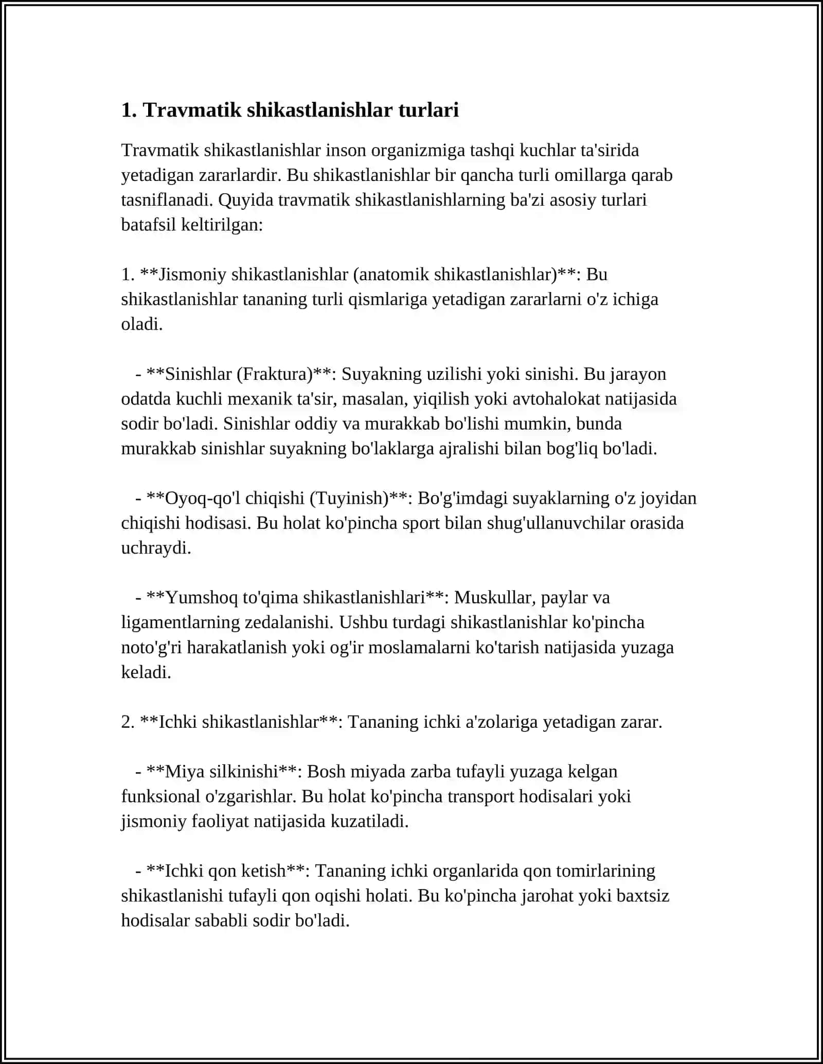 MUSTAQIL ISH Mavzu: XIRUG TRMATOLOG 3