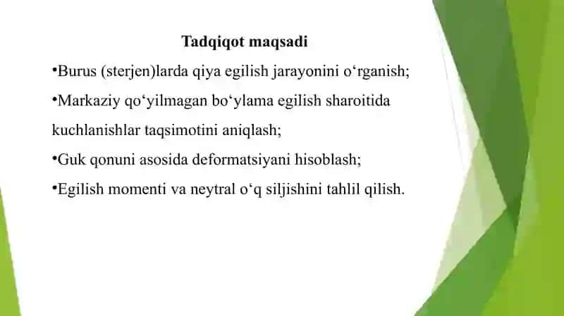 Burusni qiya (qiyshiq) egilishga va markaziy qo‘yilmagan bo‘ylama egilishiga hisoblash 3
