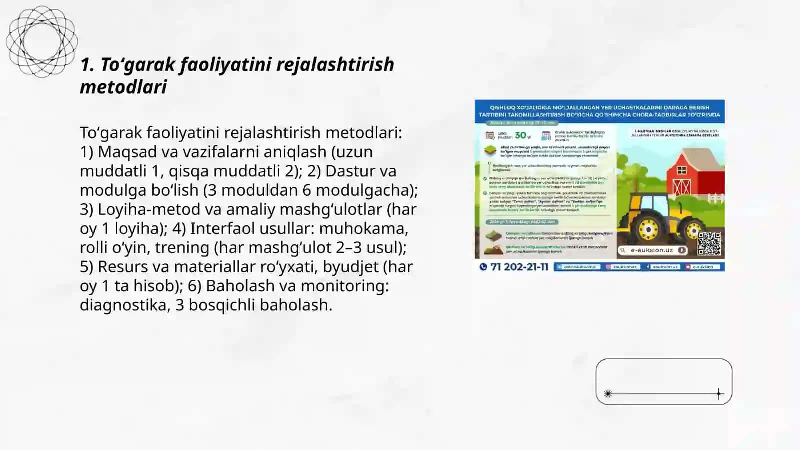 Toʻgarak ishlarini tashkil qilish metodlari va mashgʻulotlarga oʻquvchilarni qiziqtirish 3