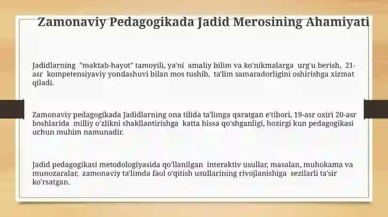 Jadid pedagogikasi: zamonaviy qo‘llanilishi 3